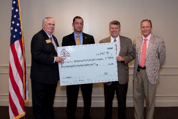 In August, Steve Goldsby (2nd from l) represents ICS in presenting the company's donation of $3,500 to the Education Foundation, accepted by Tom Gwaltney (l), regional vice president, Midsouth Region; Scott Warren (2nd from r), deputy director, Business Enterprise Systems at Maxwell Air Force Base-Gunter Annex; and Dr. Joe Besselman, chapter president.